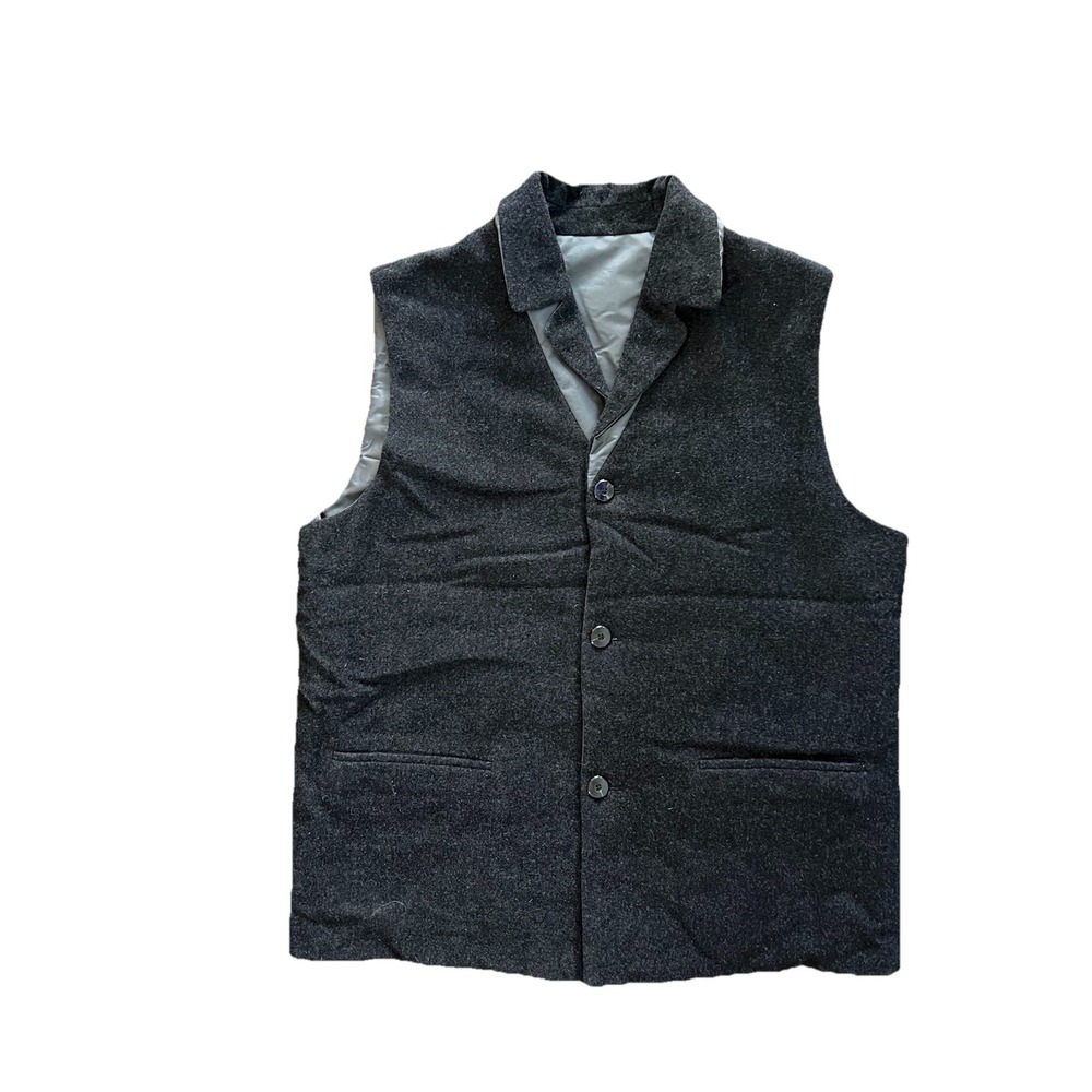 OLSEN Collection Reversible Button Vest XL Gray Charcoal Sleeveless Wool‎ Blend